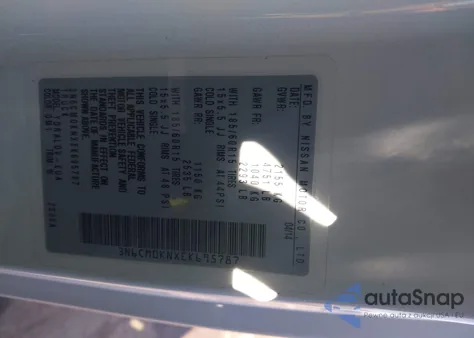 2014 Nissan Nv200 S/Sv из США, поврежденный, VIN 3N6CM0KNXEK695787